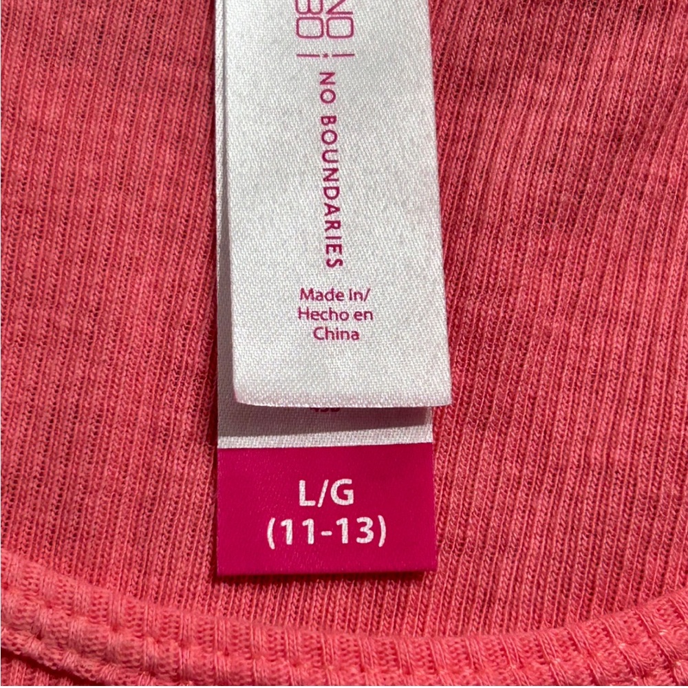 NO BOUNDARIES Pink Ribbed Lace Trim Tank Top L (11-13) NWOT - Picture 4 of 7